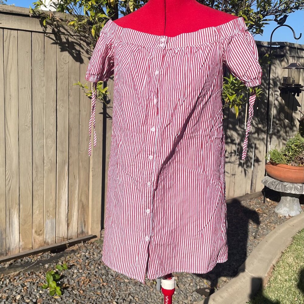 Striped Off the Shoulder Mini Dress